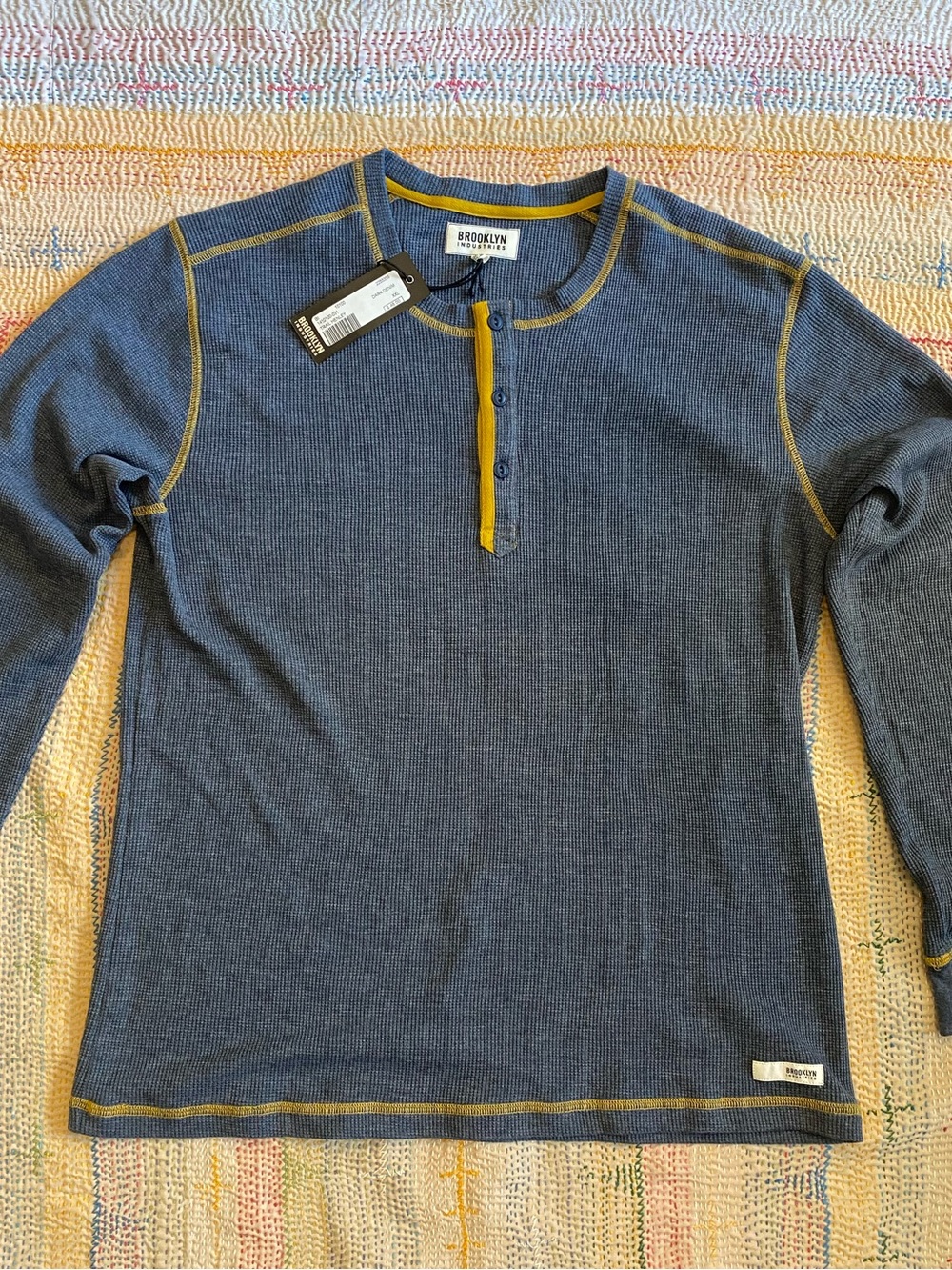 Men’s Brooklyn Industries Blue Heather Thermal Henley XXL NWT